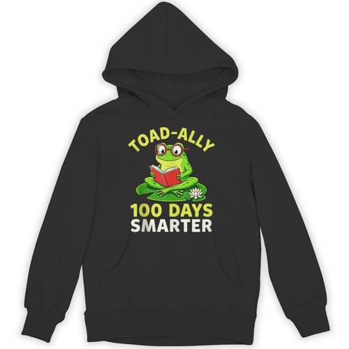 Toad-Ally 100 Days Smarter Frog Reading Book 100 School Day Unisex Hoodie - Bookorys