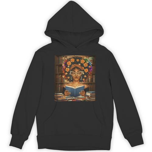 History Month Black Afro Girl Women Book Lovers Flower Unisex Hoodie - Bookorys
