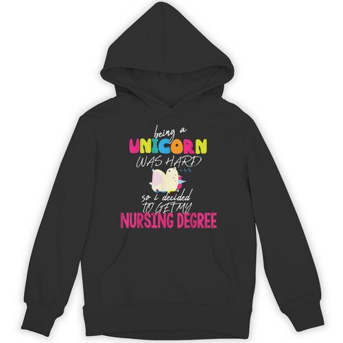Unicorn Nursing Degree Graduation T-Shirt Registered Nurse Unisex Hoodie - Best Gift Smart