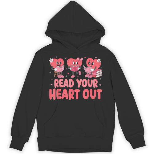 Valentine Day Book Read Your Heart Out Lovers Teacher Kids Unisex Hoodie - Bookorys DE