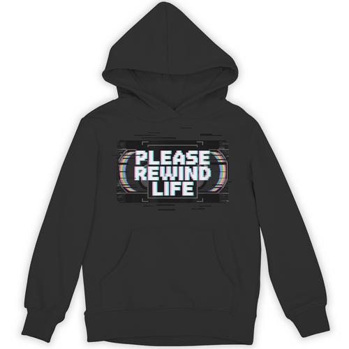 VHS Tape Rewind Glitch 90s Retro Nostalgia Please Rewind Unisex Hoodie - Figerry