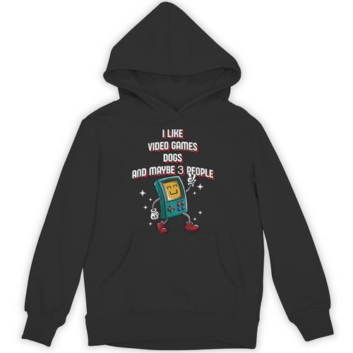 I Like Video Games Dogs And Maybe 3 People Gamer Introvert Unisex Hoodie - Raresse