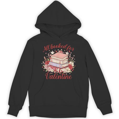 Vintage All Booked For Valentines Book Lovers Teacher Kids Unisex Hoodie - Bookorys