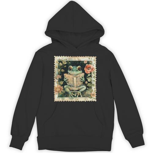 Vintage Frog Reading Book Bookish Cottagecore Unisex Hoodie - Bookorys UK