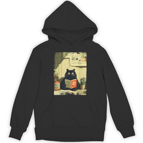 Vintage Japanese Cat Book Lovers Librarian Cat Dad Teacher Unisex Hoodie - Bookorys