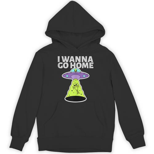 I Wanna Go Home Introvert UFO UAP Flying Saucer Trippy Alien Unisex Hoodie - Raresse