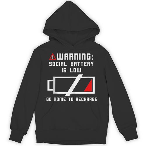 Warning Social Battery Is Low Introvert Shirt Unisex Hoodie - Raresse