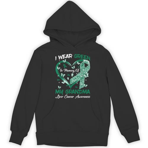 I Wear Green In Memory Of My Grandma Liver Cancer Awareness Unisex Hoodie - Easessy