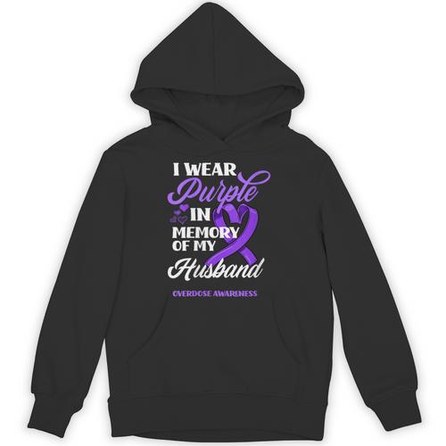 I Wear Purple In Memory Of My Husband Overdose Awareness Unisex Hoodie - Easessy