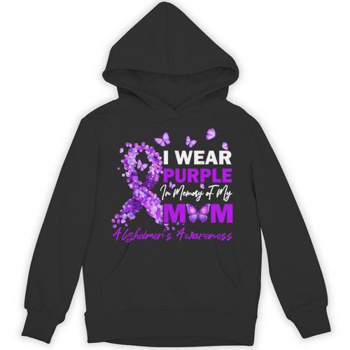 I Wear Purple In Memory Of My Mom Alzheimers Awareness Unisex Hoodie - Easessy
