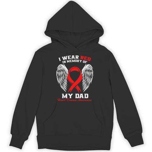 I Wear Red In Memory Of My Dad Heart Disease Awareness Month Unisex Hoodie - Easessy