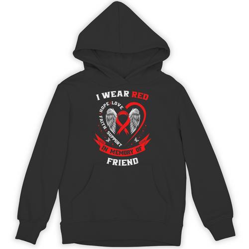 I Wear Red In Memory Of Friend Heart Disease Awareness Month Unisex Hoodie - Easessy