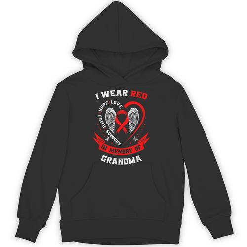 I Wear Red In Memory Of Grandma Heart Disease Awareness Unisex Hoodie - Easessy