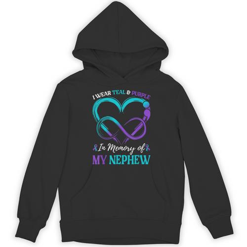 I Wear Teal & Purple In Memory Of My Nephew Unisex Hoodie - Easessy