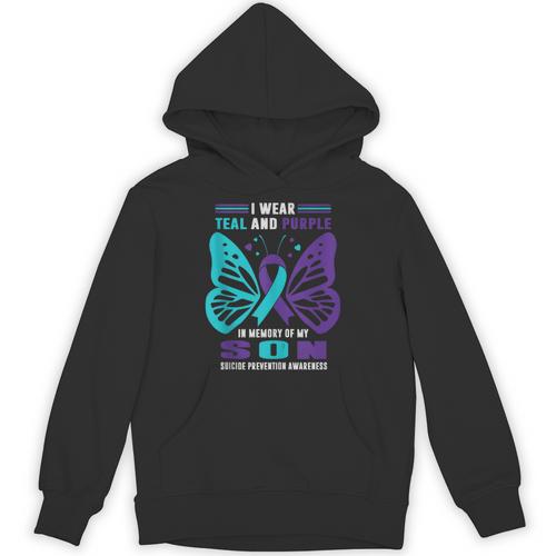 I Wear Teal And Purple In Memory Of My Son Unisex Hoodie - Easessy