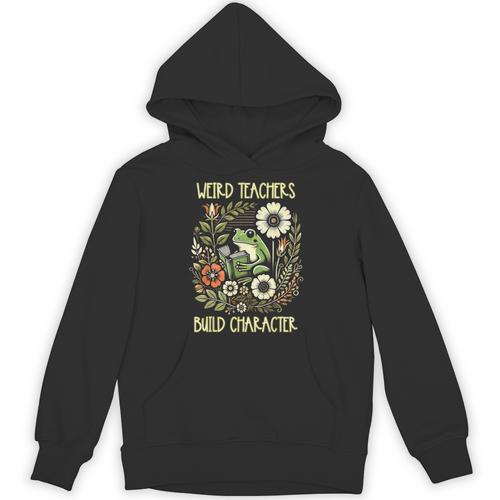 Weird Teachers Build Character Frog Reading Book Librarian Unisex Hoodie - Bookorys