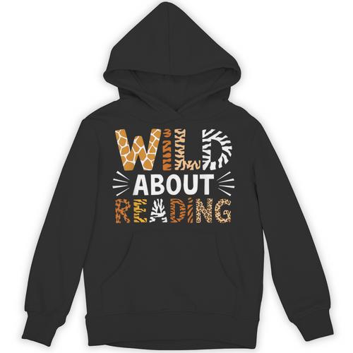 Wild About Reading Animal Bookworm Library Book Lover Reader Unisex Hoodie - Bookorys