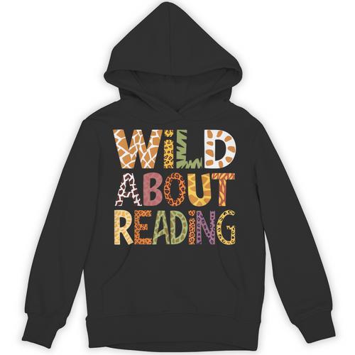 Wild About Reading Book Animal Children's Book Lover Teacher Unisex Hoodie - Bookorys