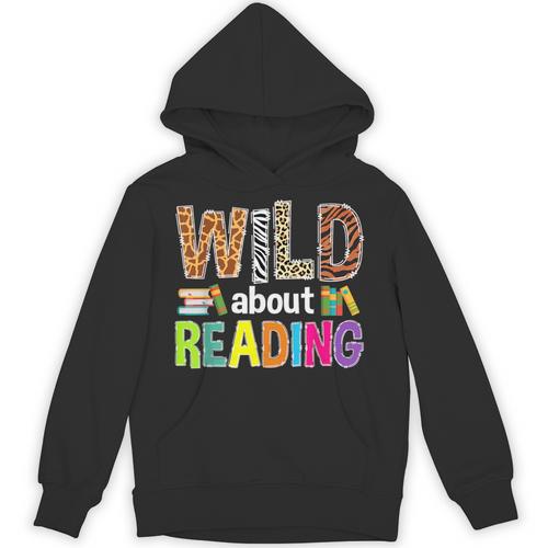 Wild About Reading Library Day Reading Books & Bookworm Unisex Hoodie - Bookorys