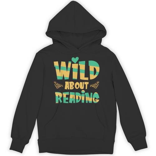 WILD ABOUT READING I Love Books Bookworm Library Day Unisex Hoodie - Bookorys
