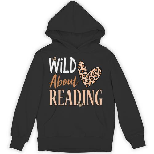 Wild About Reading Teacher Books Reader Lovers Leopard Zebra Unisex Hoodie - Bookorys AU
