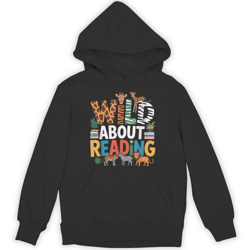 Wild About Reading Zoo Animals Books Reader Lover Unisex Hoodie - Bookorys