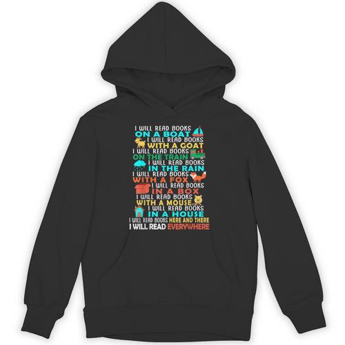 I Will Read Books On A Boat Kids Reading Read Books Unisex Hoodie - Bookorys