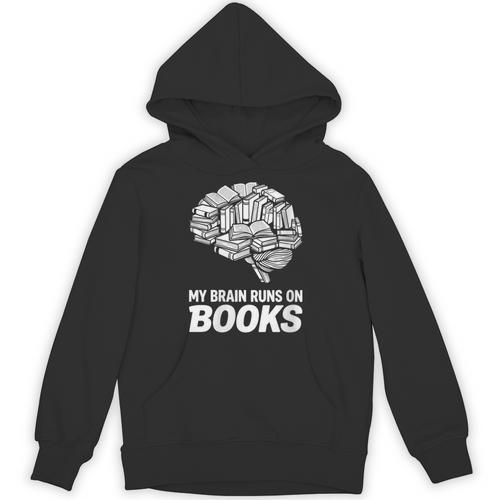 Women's My Brain Runs On Books Reading Bookworm Men Women Unisex Hoodie - Bookorys AU