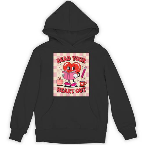 Women's Read Your Heart Out Groovy Bookish Valentine Day Women Girls Unisex Hoodie - Bookorys UK