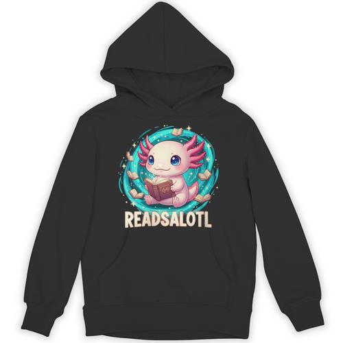 Women's Readsolotl Kawaii Axolotl Reading Book Lover Unisex Hoodie - Bookorys