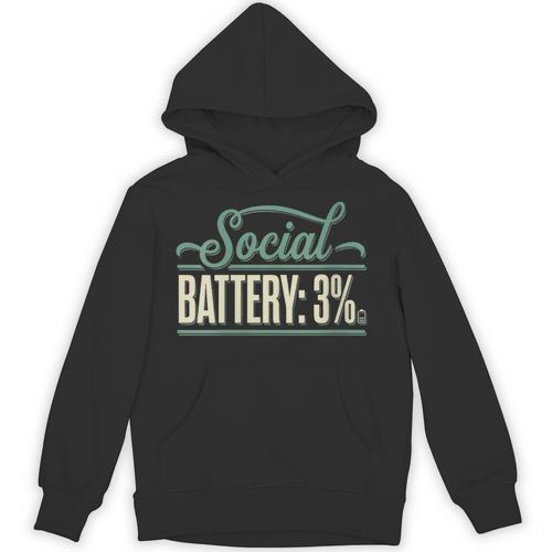 Women's Social Battery 3 Introvert Sarcasm Unisex Hoodie - Raresse