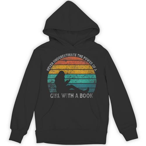 Women's Never Underestimate The Power Of A Girl With Book Reading Unisex Hoodie - Bookorys