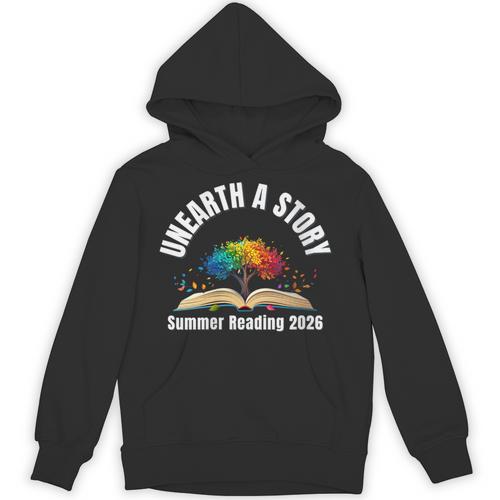 Women's Unearth a Story 2026 Summer Reading Program Tree Book Unisex Hoodie - Bookorys DE