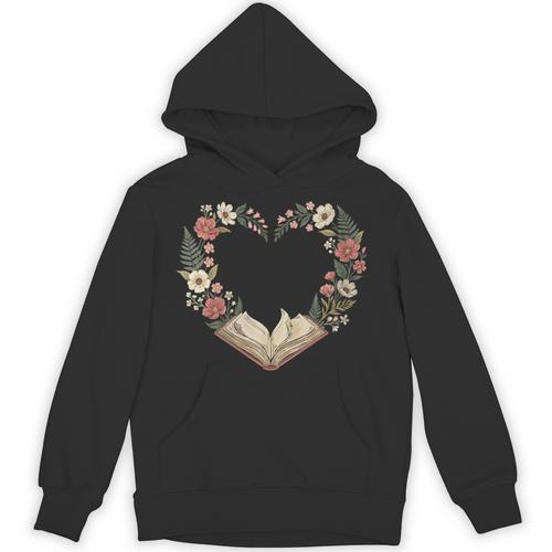 Women's Vintage Book Lover Valentine Heart Unisex Hoodie - Bookorys