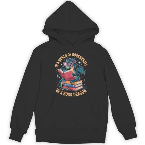 In A World Of Bookworms Be A Book Dragon Unisex Hoodie - Bookorys DE
