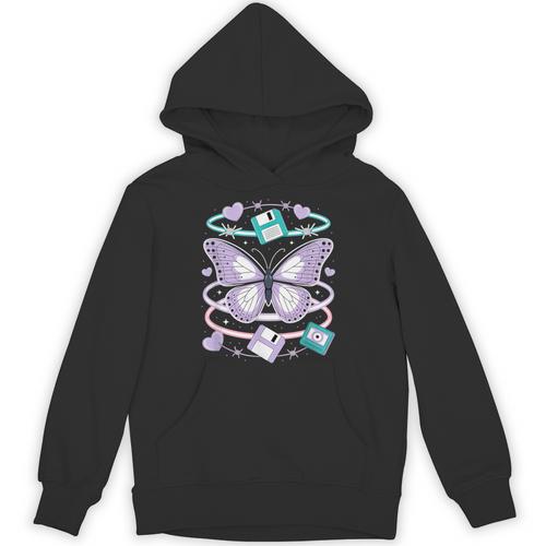 Y2K Butterfly Floppy Disk Art Digital Nostalgia Unisex Hoodie - Figerry