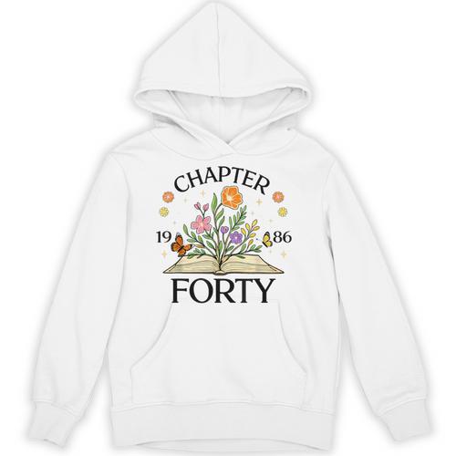 1986 Chapter Forty 40th Birthday Wildflower Book Unisex Hoodie - Bookorys