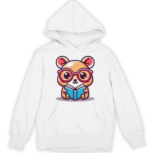 Adorable Book Lover Quokka With Reading Glasses Cute Unisex Hoodie - Bookorys
