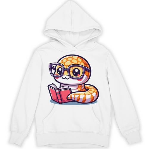 Adorable Book Lover Rattlesnake With Reading Glasses Cute Unisex Hoodie - Bookorys