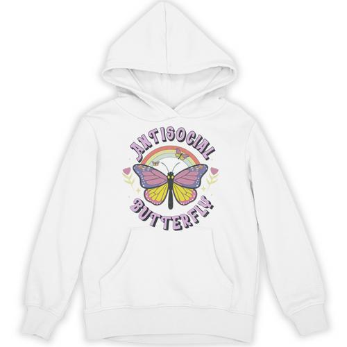 Antisocial Butterfly Groovy t For Introvert Men Women Girls Unisex Hoodie - Raresse