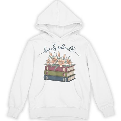 Barely Tolerable Book Lover Floral Quote Pride And Prejudice Unisex Hoodie - Bookorys