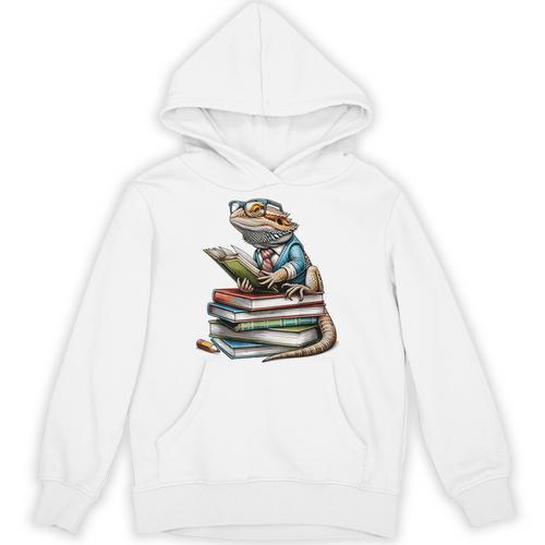 Bearded Dragon Reading Books Matching Bookworm Librarian Unisex Hoodie - Bookorys AU