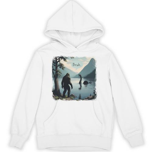 Bigfoot Sasquatch & Loch Ness Monster Introvert Bruh Unisex Hoodie - Raresse