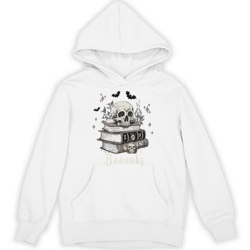 Boo Skeleton Skull Books Halloween Women School Teacher Kid Premium Unisex Hoodie - Bookorys CA