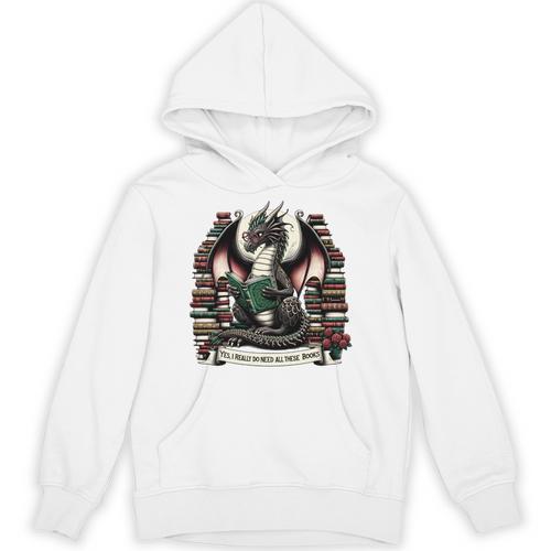 Book Dragon Yes I Really Do Need All These Books Unisex Hoodie - Bookorys