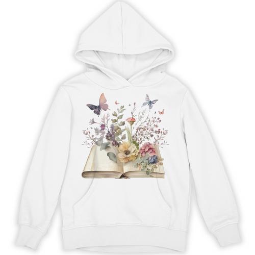 Book Flowers And Butterfly Beautiful Reading Reader Graphic Unisex Hoodie - Bookorys CA