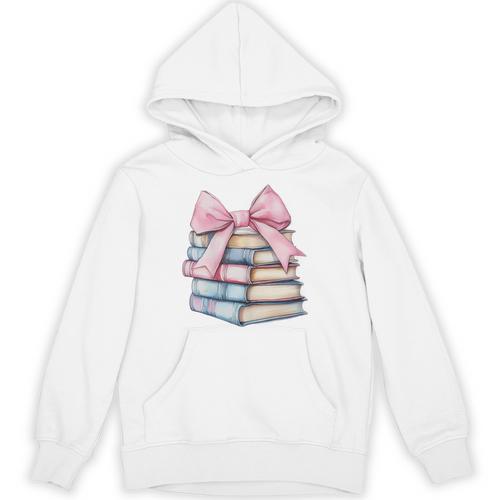 Book Lover Coquette Bow Pink Dainty Ribbon Cute Bookworm Unisex Hoodie - Bookorys UK