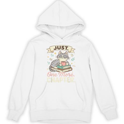 Book Lover Cute Cat Coffee Just 1 More Chapter Cozy Reading Unisex Hoodie - Bookorys