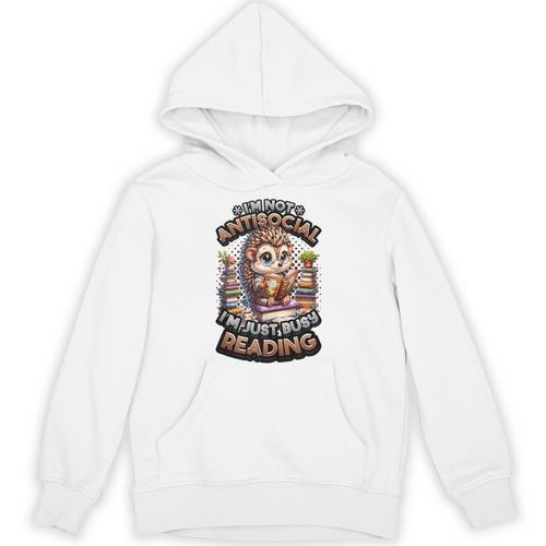 Book Lover Hedgehog Reading Books Introvert Bookworm Unisex Hoodie - Raresse