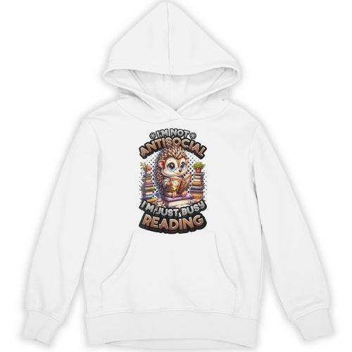Book Lover Hedgehog Reading Books Introvert Bookworm Unisex Hoodie - Raresse
